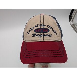 Jacobson Hat Lake of the Ozarks Missouri Baseball Cap Navy Tan Red Adjustable